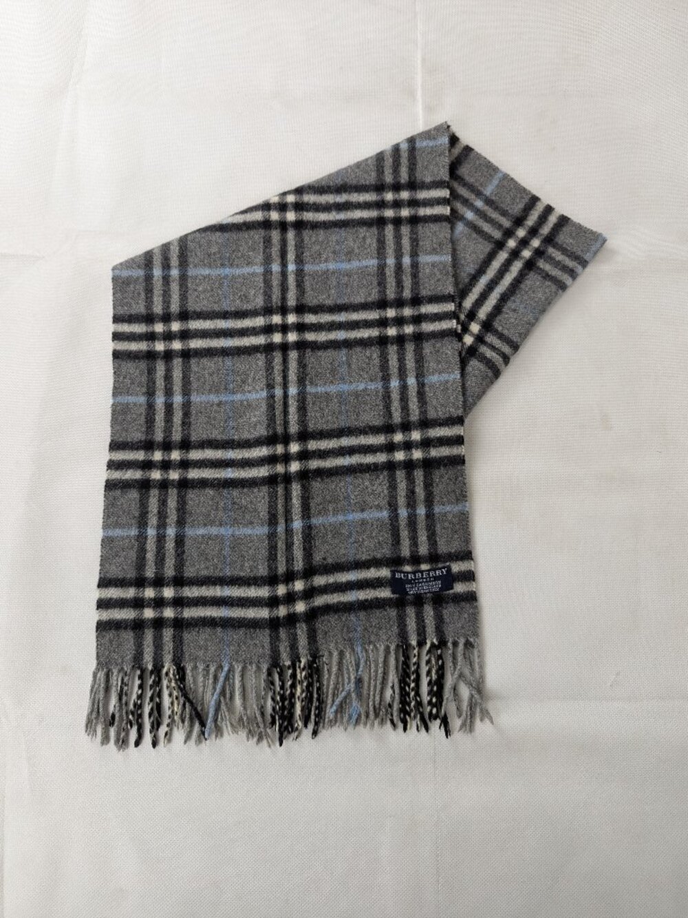 Authentic Burberry 100% Cashmere Nova Check Gray Scarf Unisex